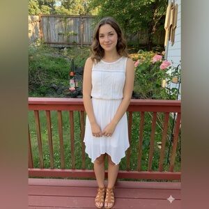 White gauze & lace summer dress sharkbite hem light and cool small S